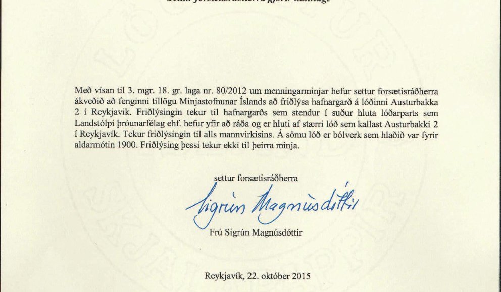 Fridlysing-hafnargards-a-lod-Austurbakka-2-Reykjavik-dags-22-10-2015
