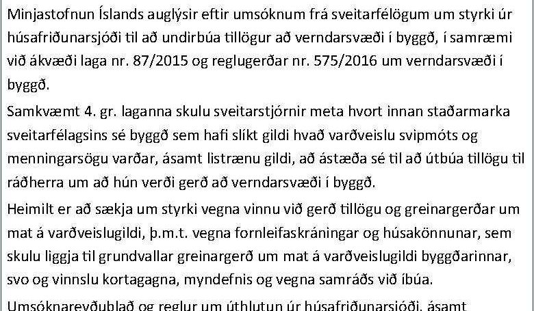 Auglýsing vegna verndarsvæða 2017