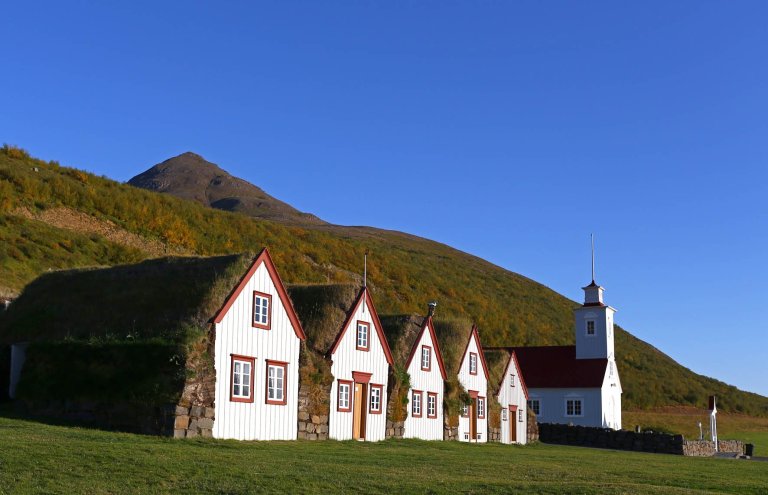 Laufásbærinn og kirkjan árið 2015. Mynd: Minjasafnið á Akureyri.