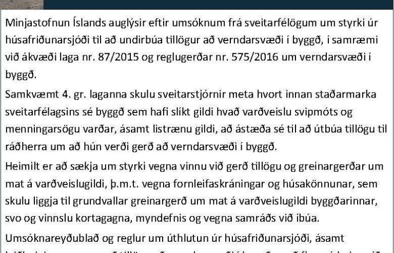 Auglýsing vegna verndarsvæða 2017